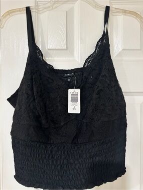 torrid Black Lace Smocked Cami Tank